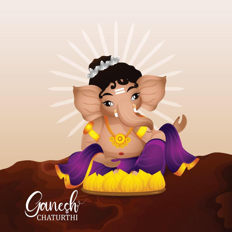 Illustration of Lord Ganesh for Chaturthi vector