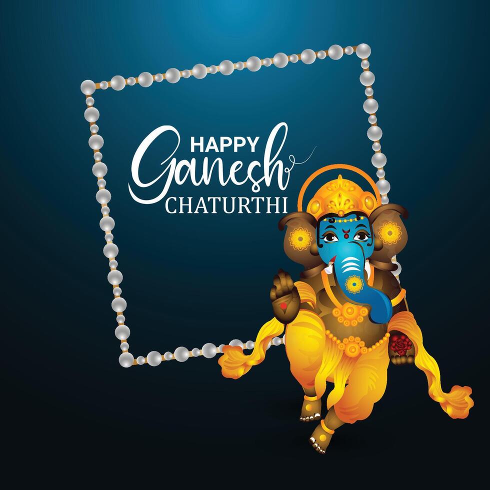 Ganesh celebrating Chaturthi festival vector