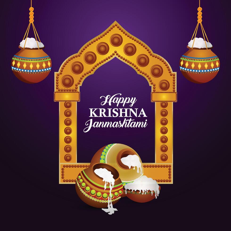 Krishna Janmashtami celebration design vector