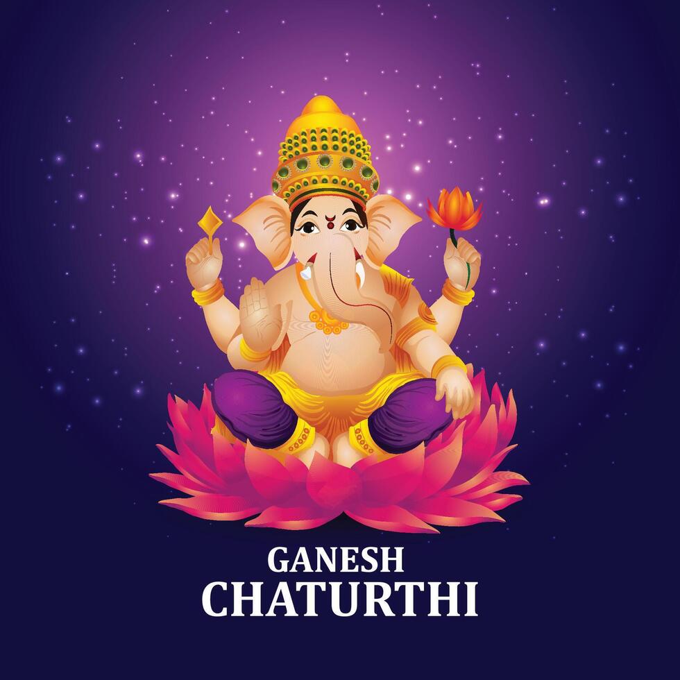 Lord Ganesha on lotus for celebration vector