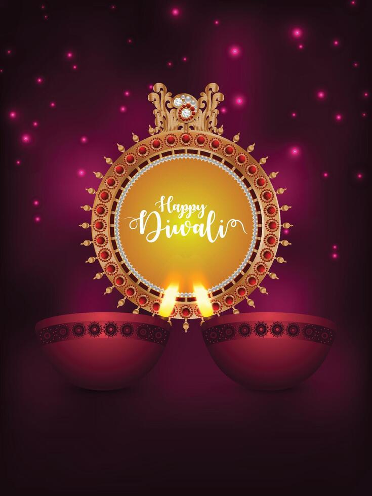 Diwali background with diwali diya and diwali diya diya di vector
