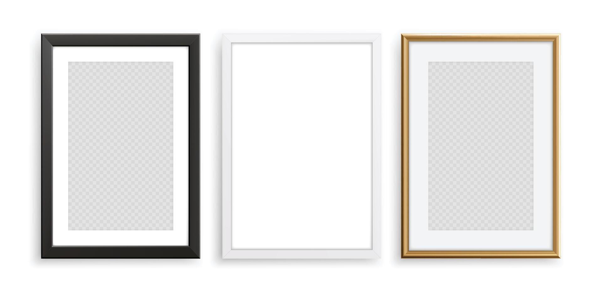 Realistic Photo Frame Template Set vector
