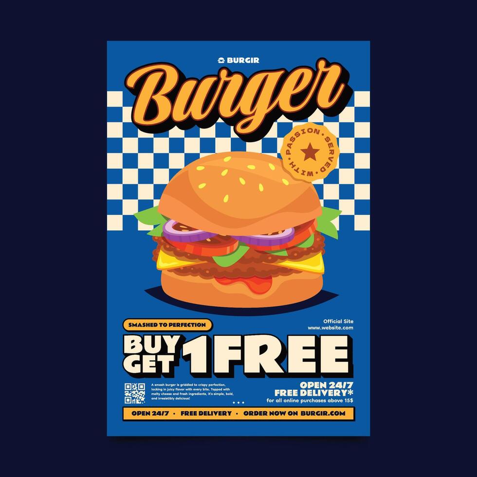 Modern Cartoon Free Smash Burger Poster vector