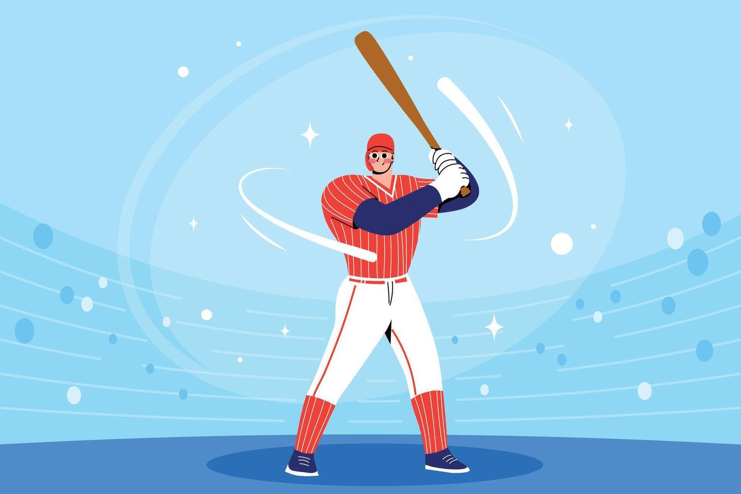 Baseball player swinging a bat vector