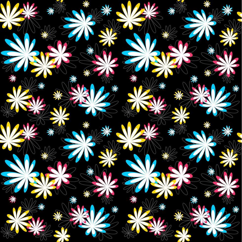 Abstract flowers seamless pattern vector