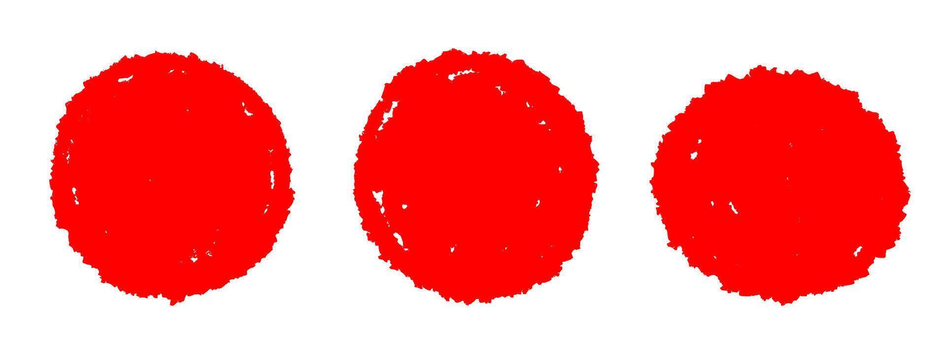 Stamp red brush sun sign on white backgrounds. Brush rough sun round shape. illustration vector
