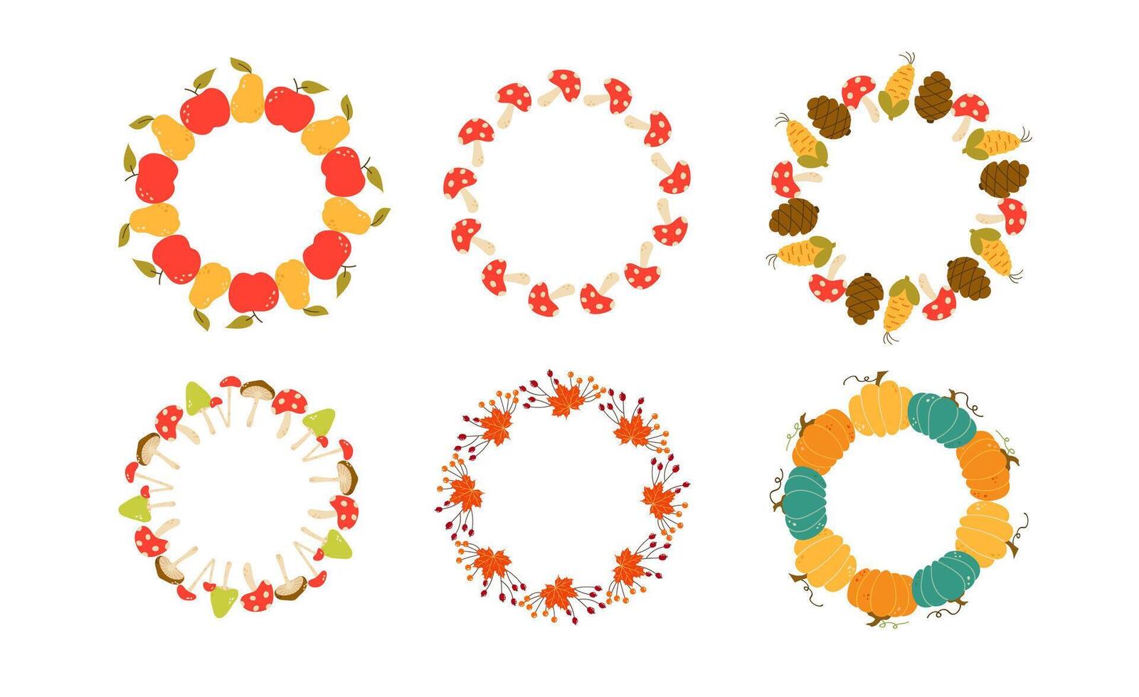 Frame sets with autumn leaves vector