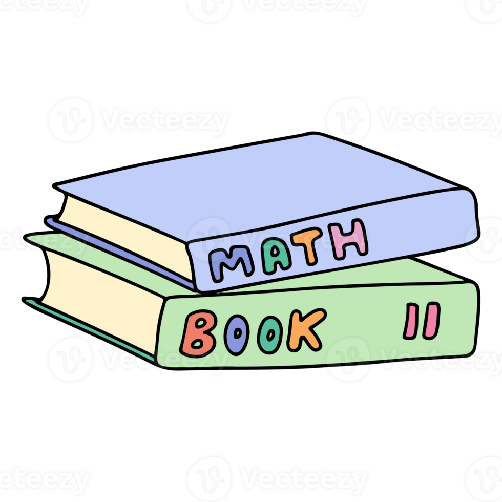 stack of books with a book doodle line png