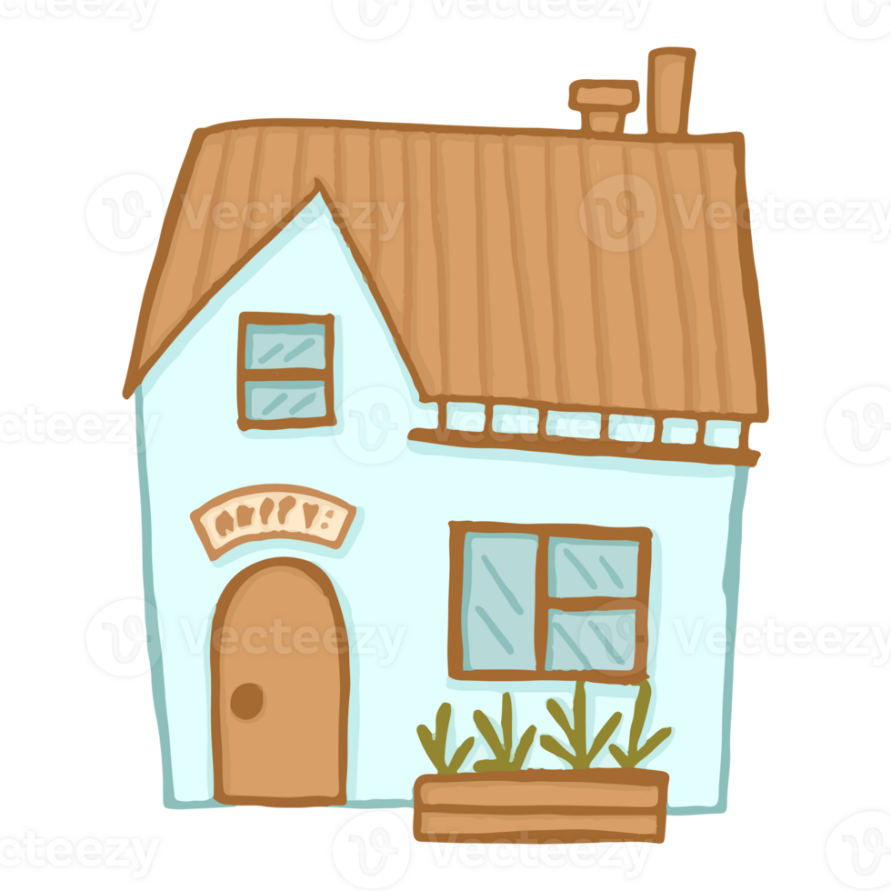 cartoon house with windows and wooden doors png