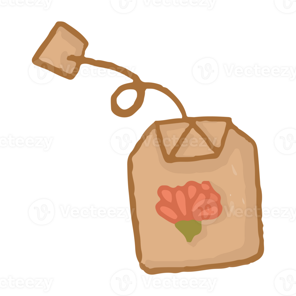 cartoon bag of tea with flowers png