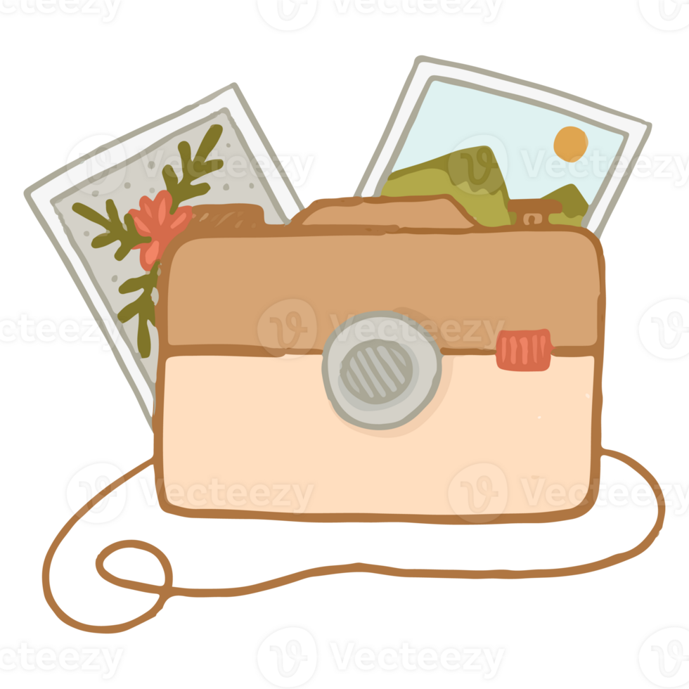 hand drawn vintage camera png