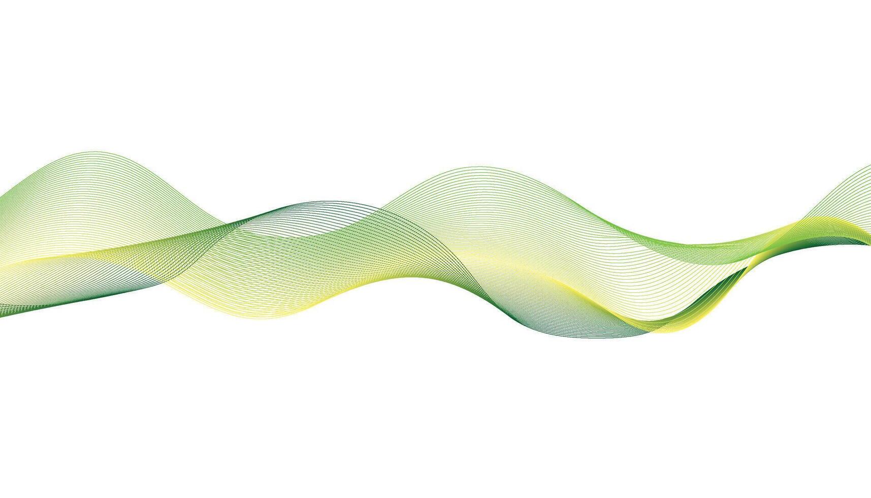 Green and Yellow Abstract Wave Background, Smooth Flowing Line Design vector