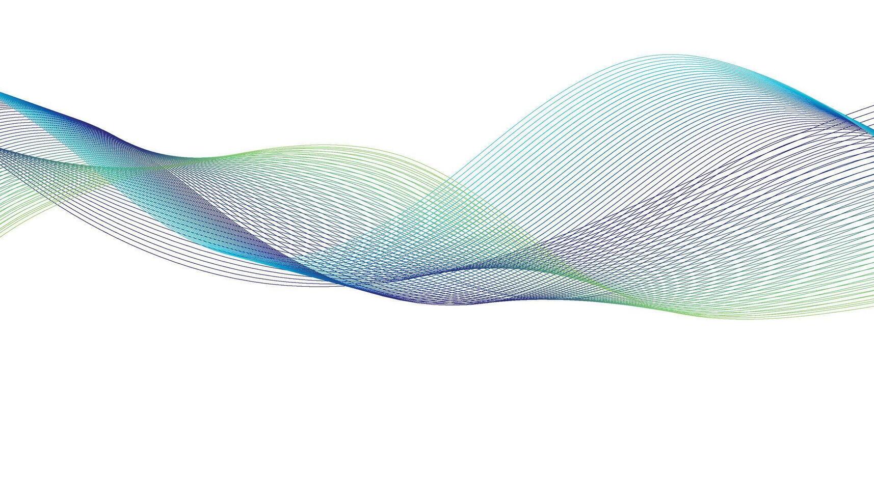 Blue and Green Abstract Wave Background with Smooth Gradient Lines vector
