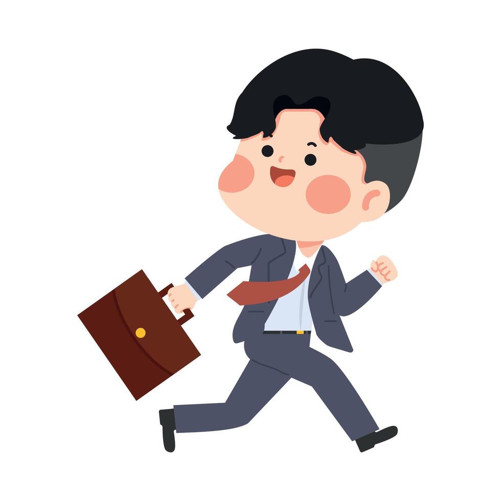 Cartoon Businessman Running with Briefcase vector