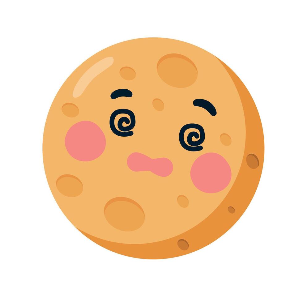 Cartoon Moon with Dizzy Face Illustration vector