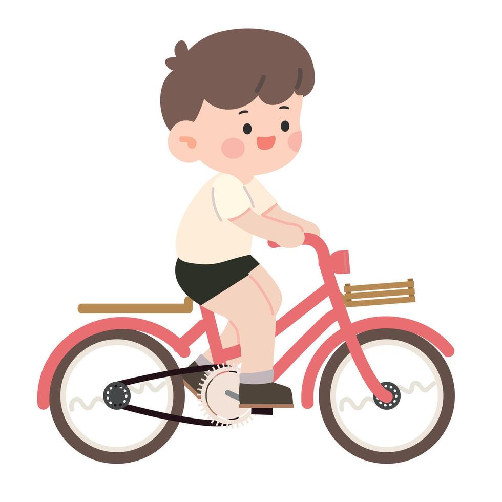 Boy riding a bicycle cartoon vector