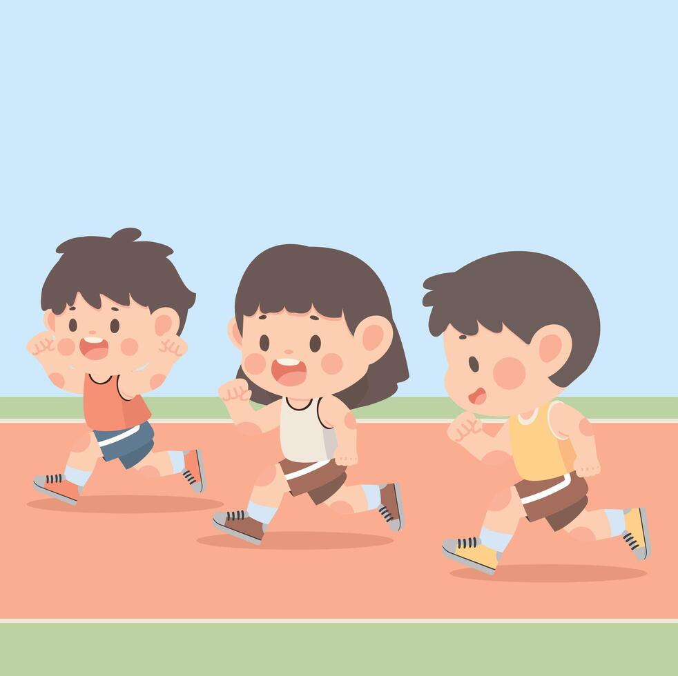 Kids running on a racetrack vector