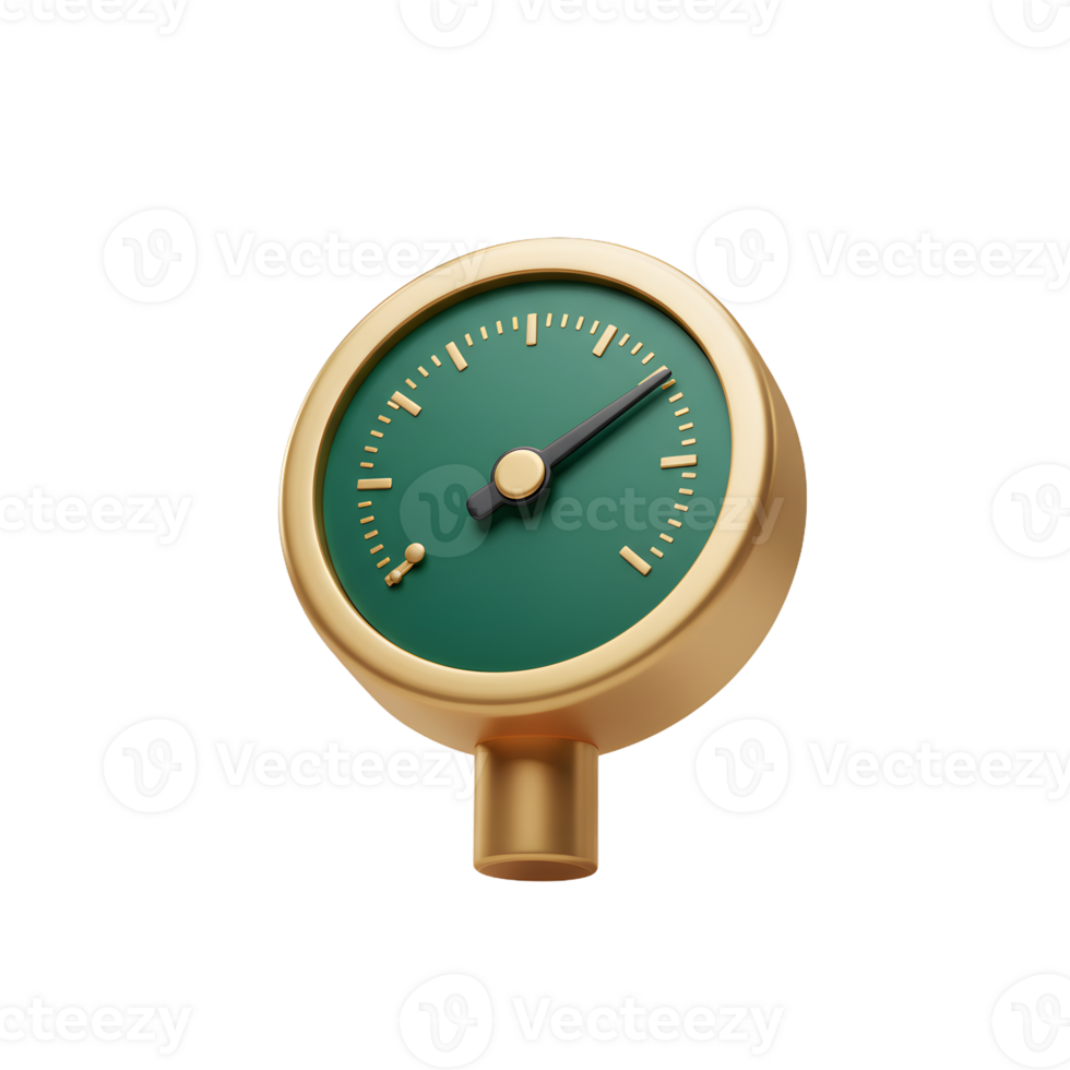 Accurate 3D Rendered Pressure Gauge Meter Isolated on Transparent Background png