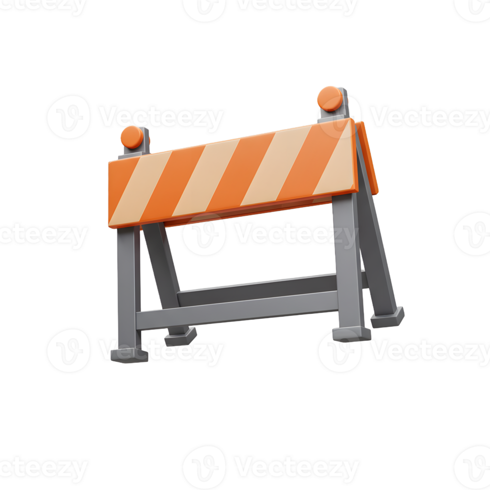 Road Safety 3D Rendered Construction Barrier Isolated on Transparent Background png