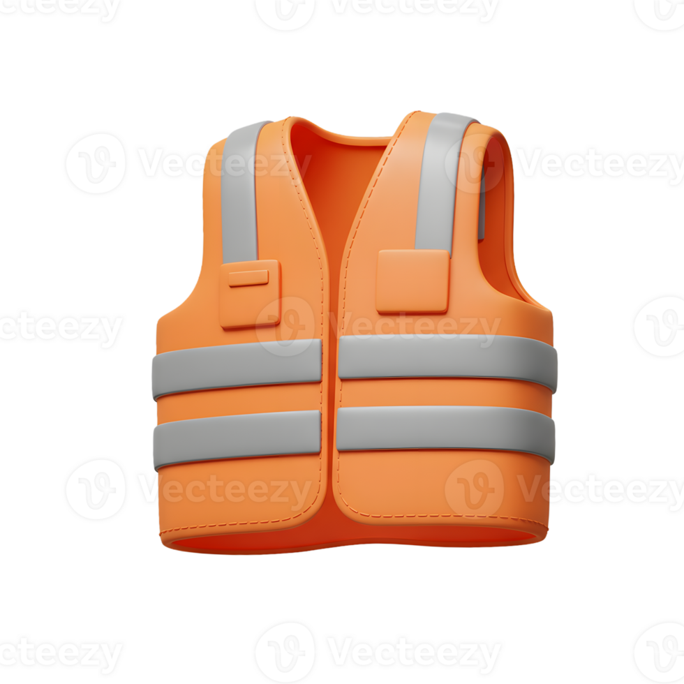 3D Rendered Safety Vest Isolated on Transparent Background png
