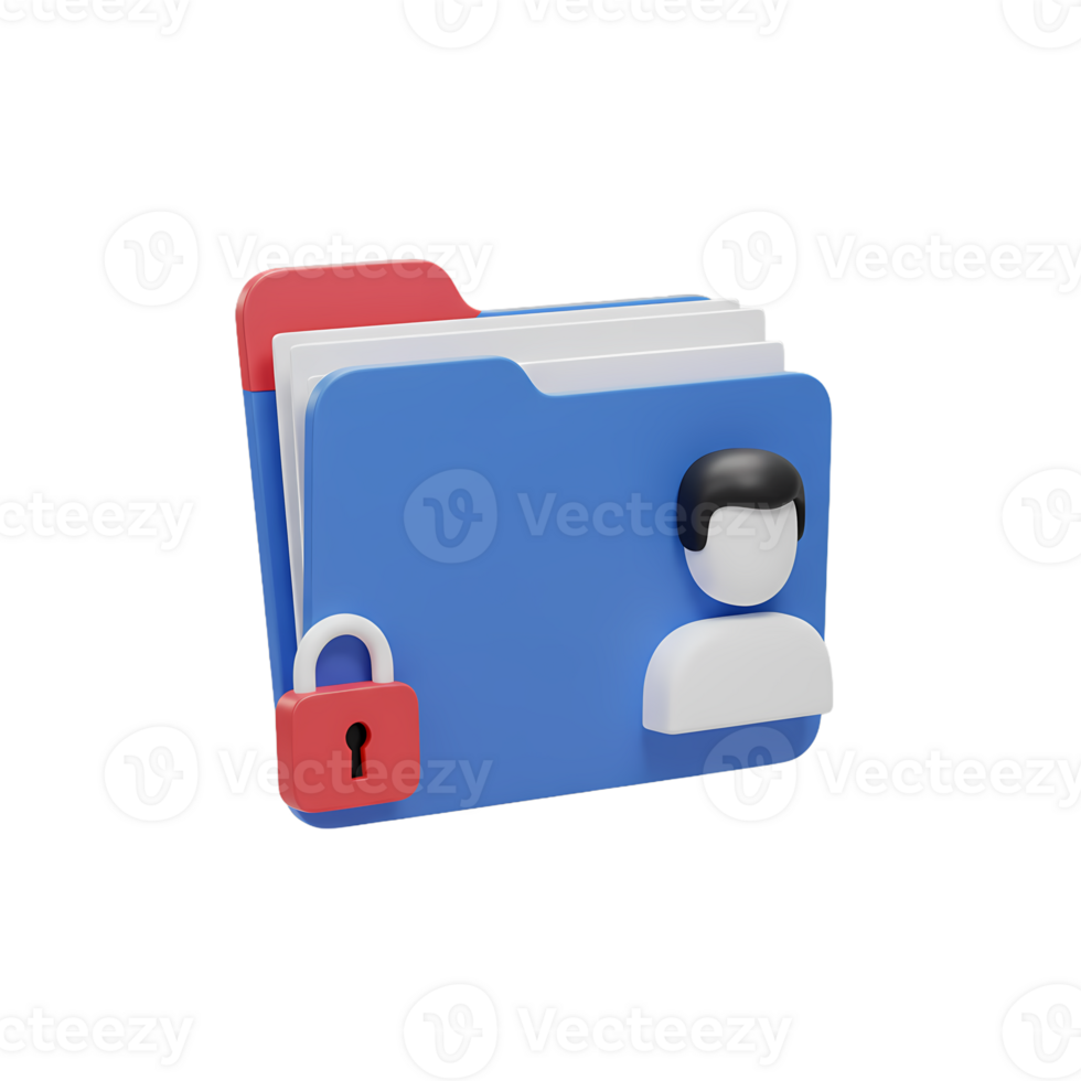 3D Render of Secure Personal Data Folder Icon png