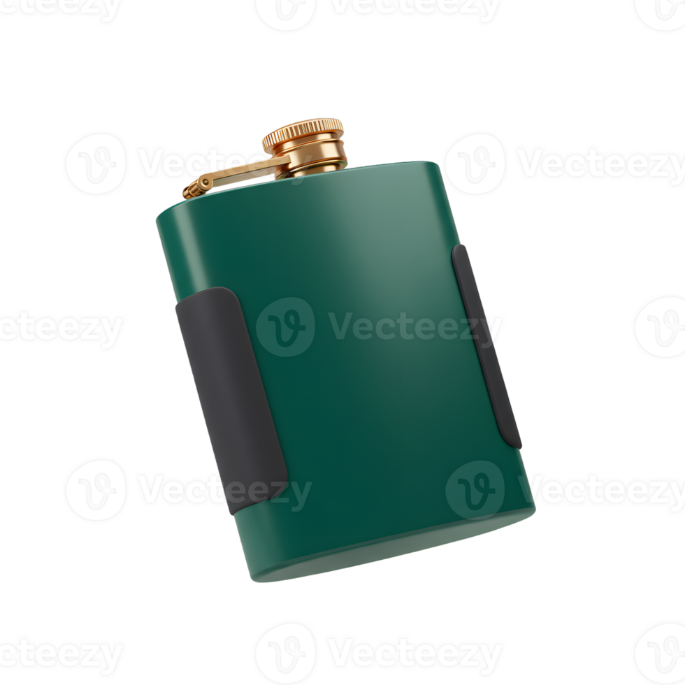 3D Rendered Hip Flask Isolated on Transparent Background png