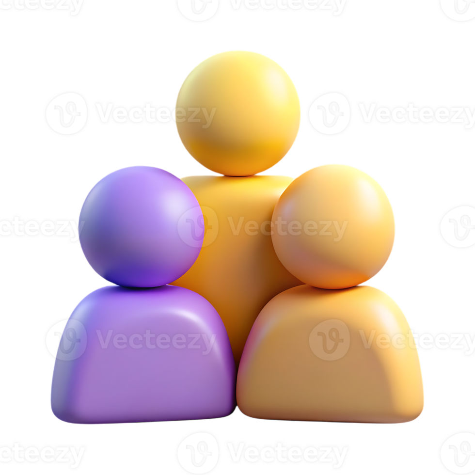 Abstract 3d figures representing a group of people isolated on transparent background png