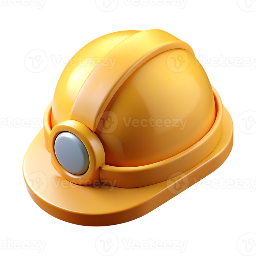 Yellow hard hat with lamp isolated on transparent background png