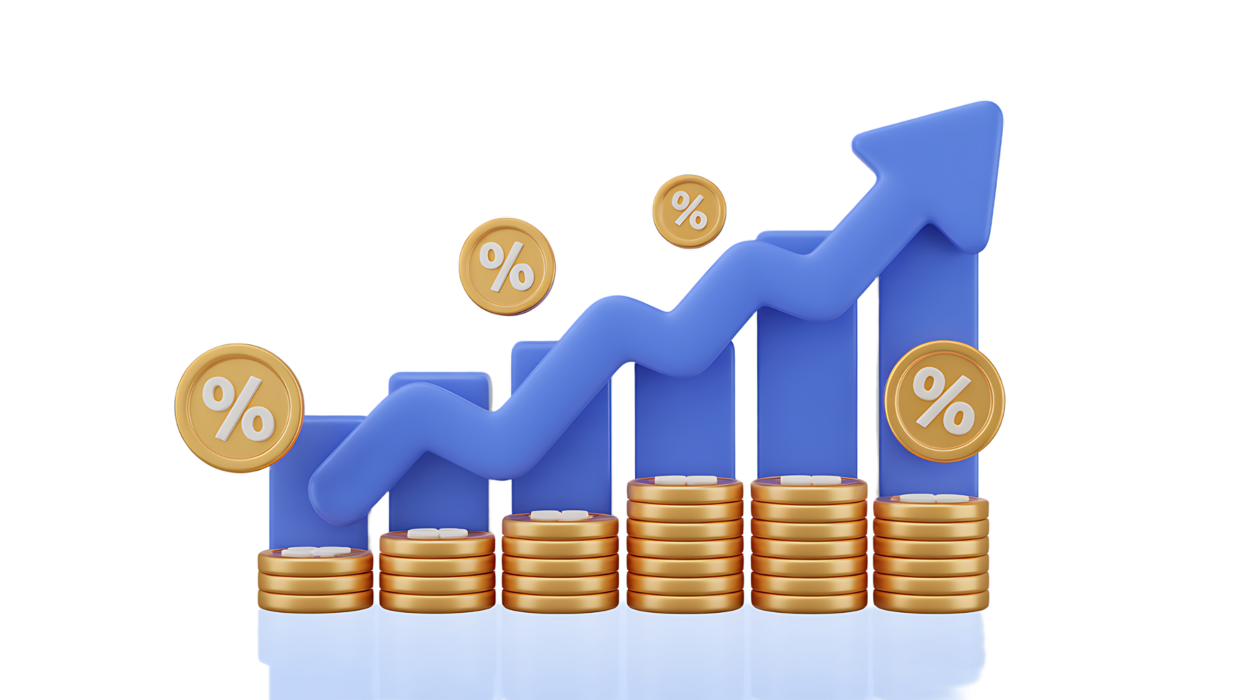 A graph with coins and a rising bar png