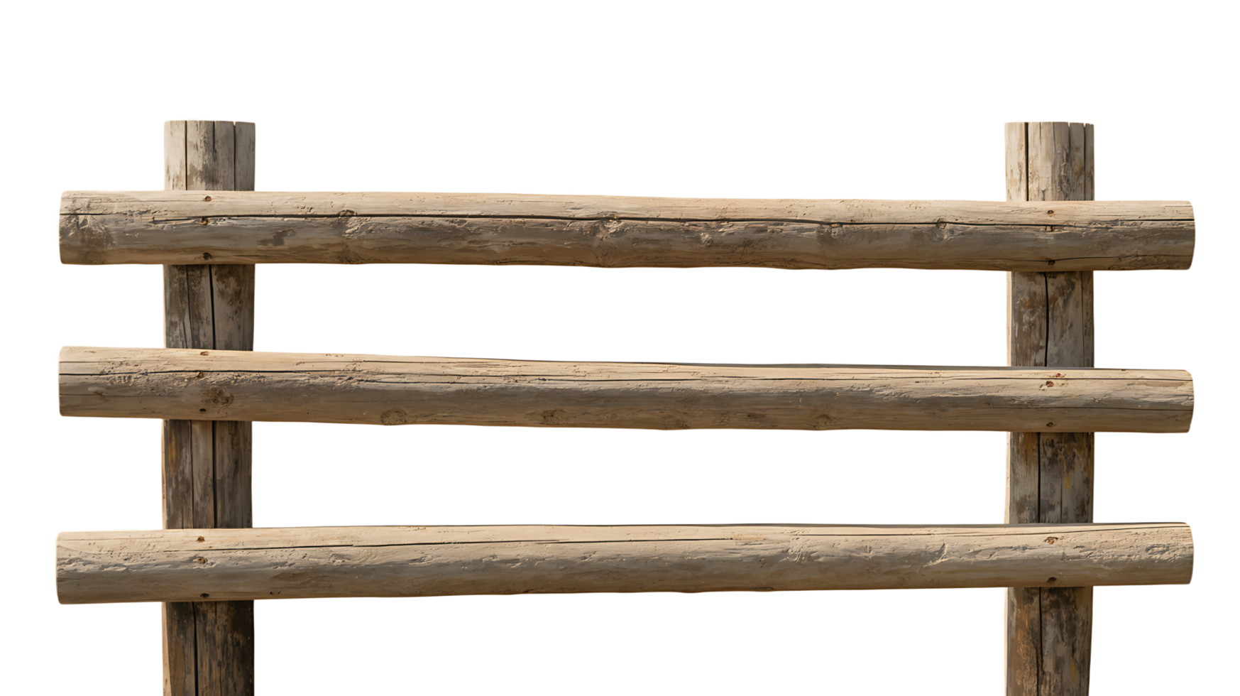 Weathered wooden fence on a transparent background evokes rustic charm and country simplicity, suitable for various design projects. png