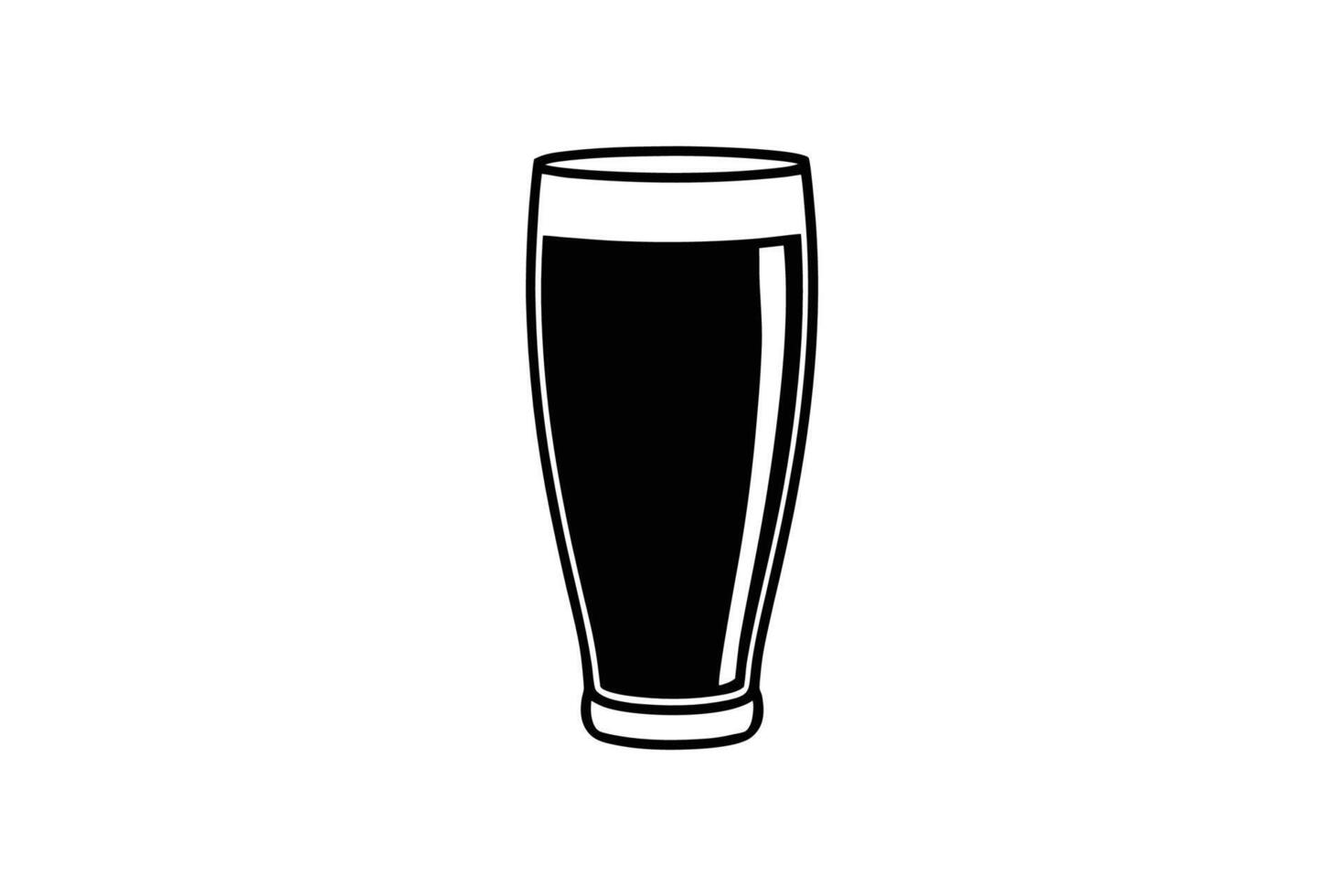Elegant Pint Glass Filled with Dark Liquid Isolated on White Background Showcasing a Clean and Modern Silhouette sleek pint glass filled dark liquid vector