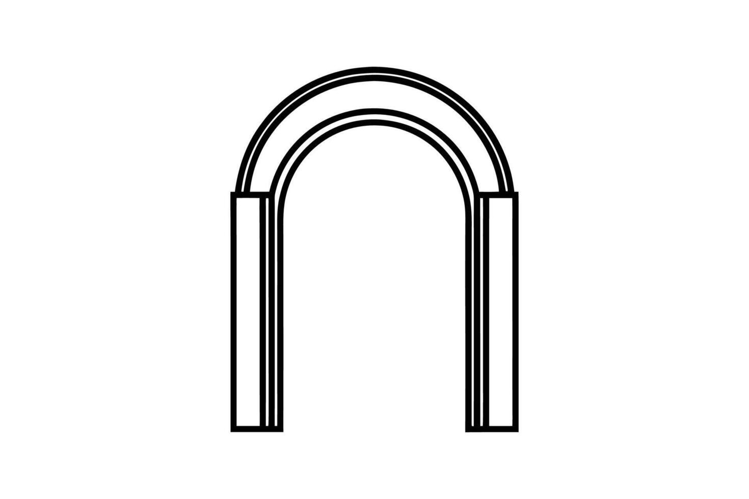 Elegant Archway Design with Double Lines and Rounded Top Isolated on White Background Creating a Minimalist Silhouette simple archway silhouette featuring double lines vector