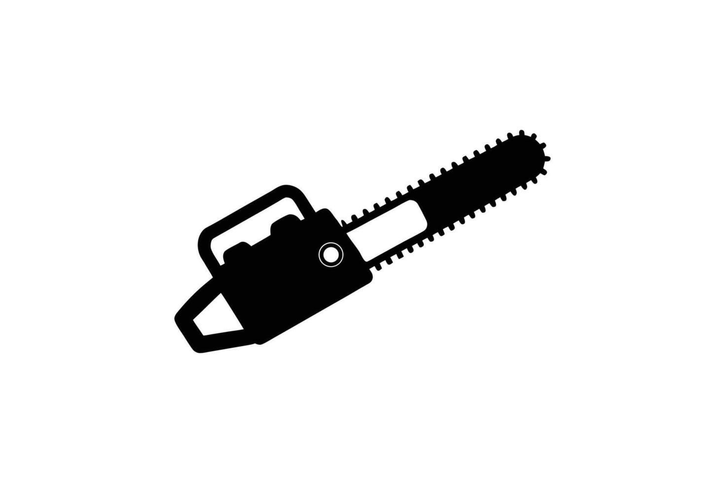 Striking Black Chainsaw Illustration with Sharp Blade and Handle Depicted on White Background Emphasizing Power and Precision in Silhouette Form silhouette This image vector