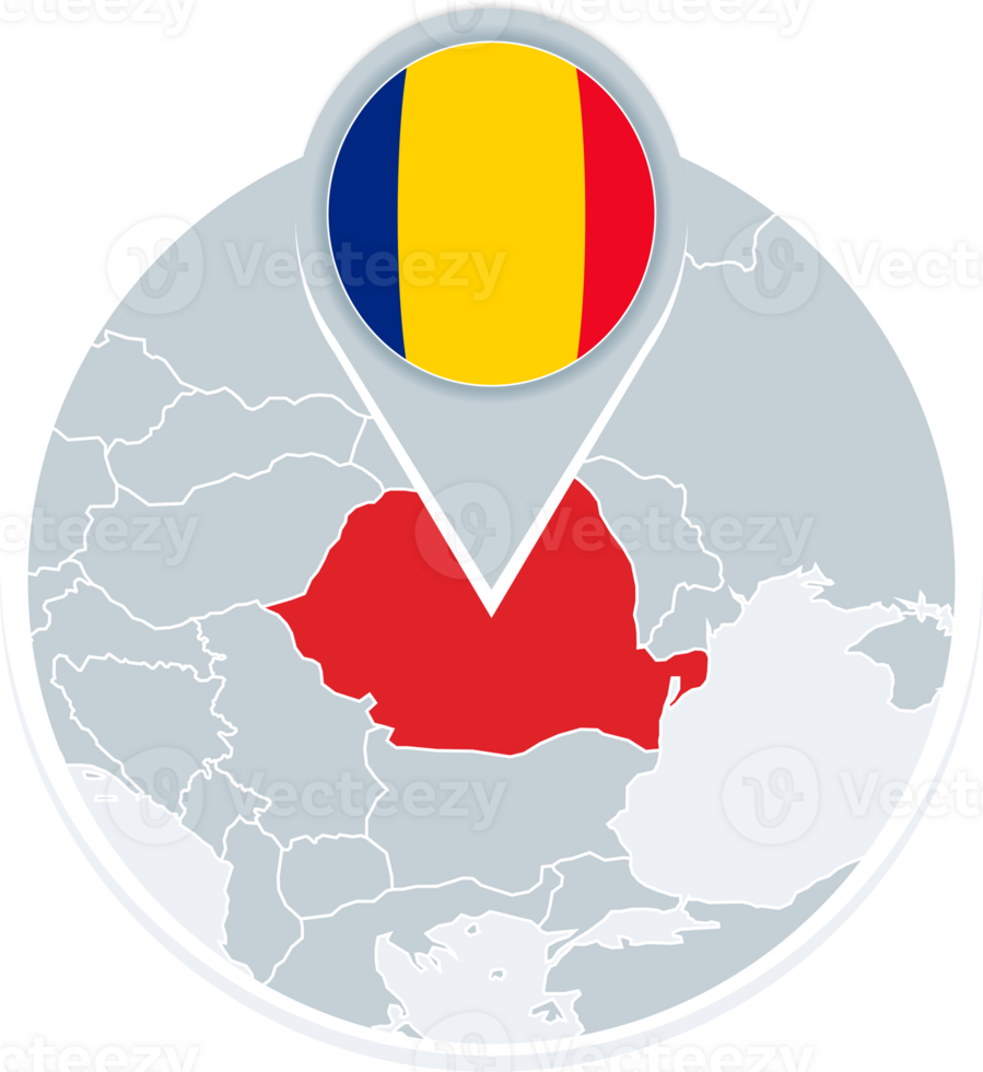 Romania map and flag, map icon with highlighted Romania png