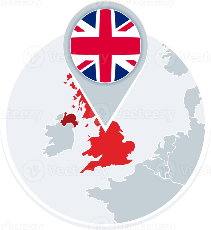 United Kingdom map and flag, map icon with highlighted UK png