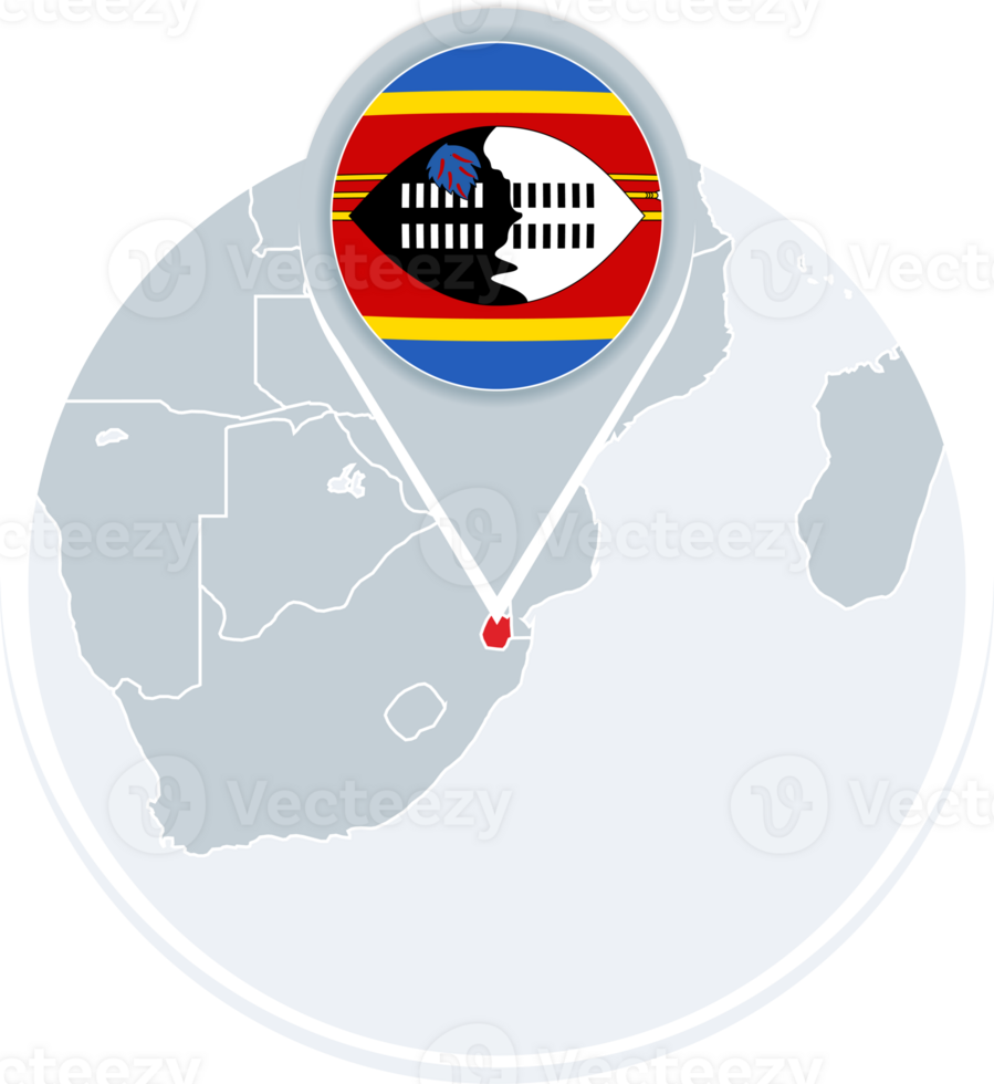 Swaziland map and flag, map icon with highlighted Swaziland png