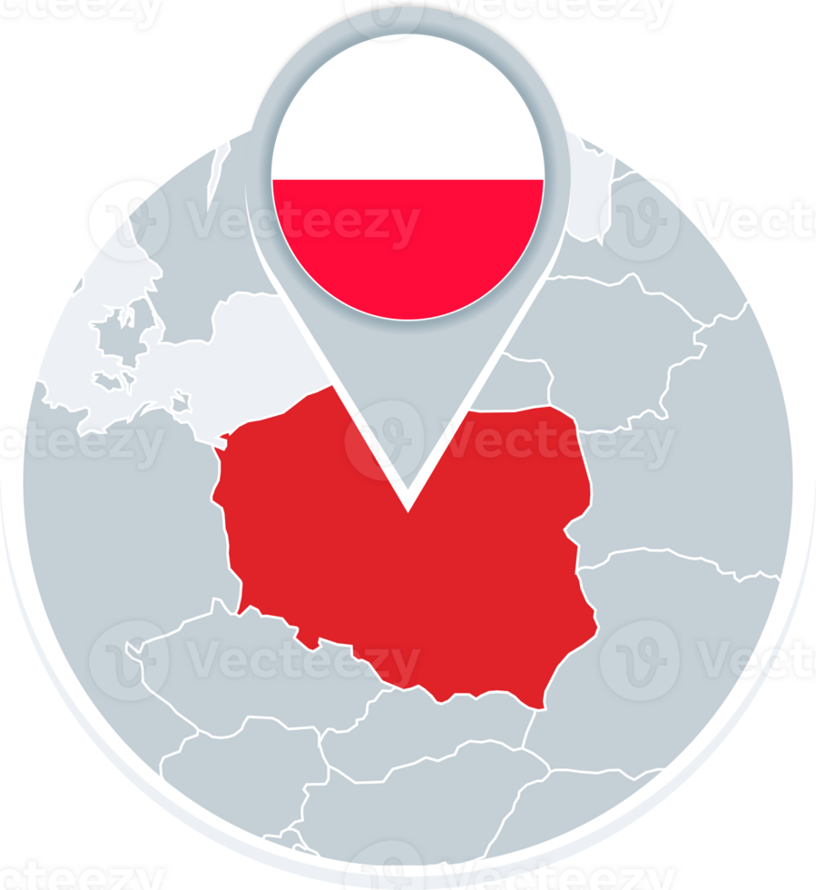 Poland map and flag, map icon with highlighted Poland png