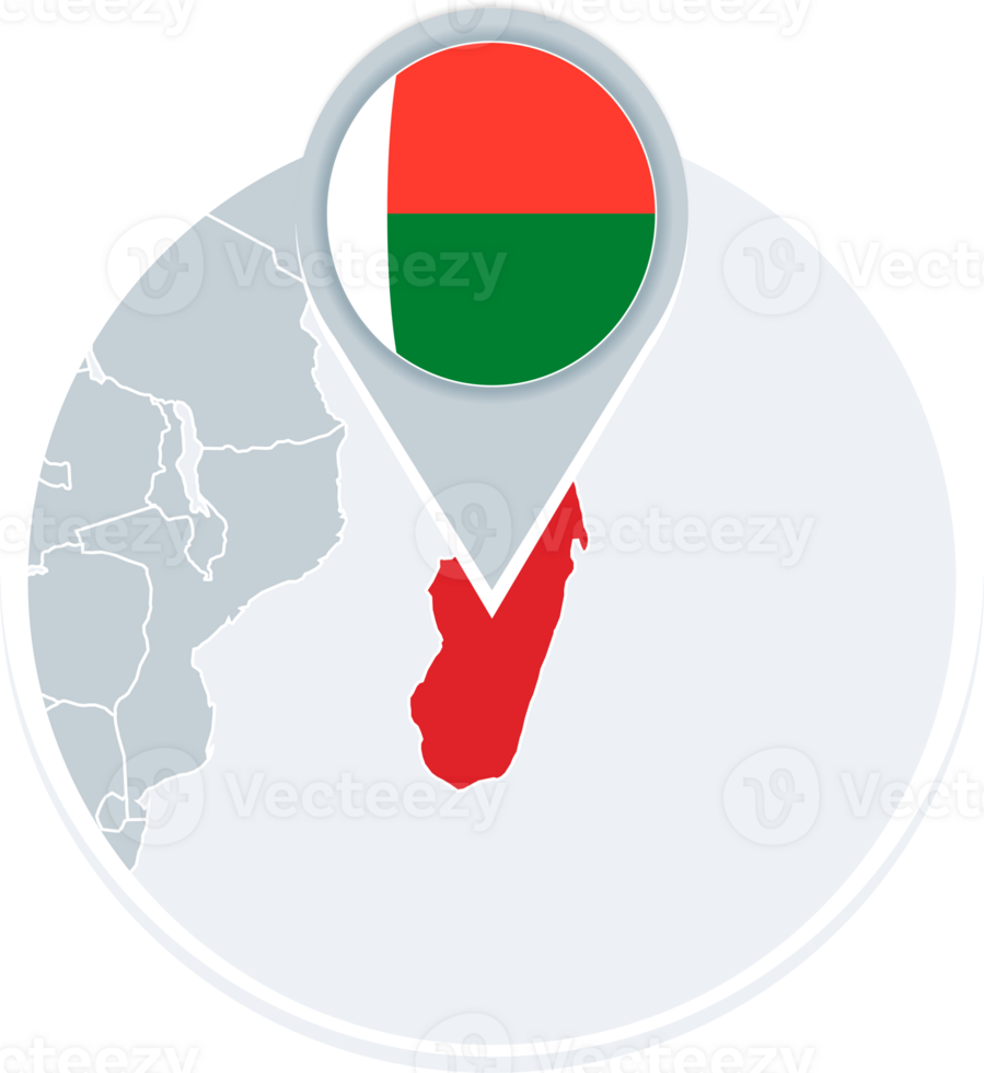 Madagascar map and flag, map icon with highlighted Madagascar png