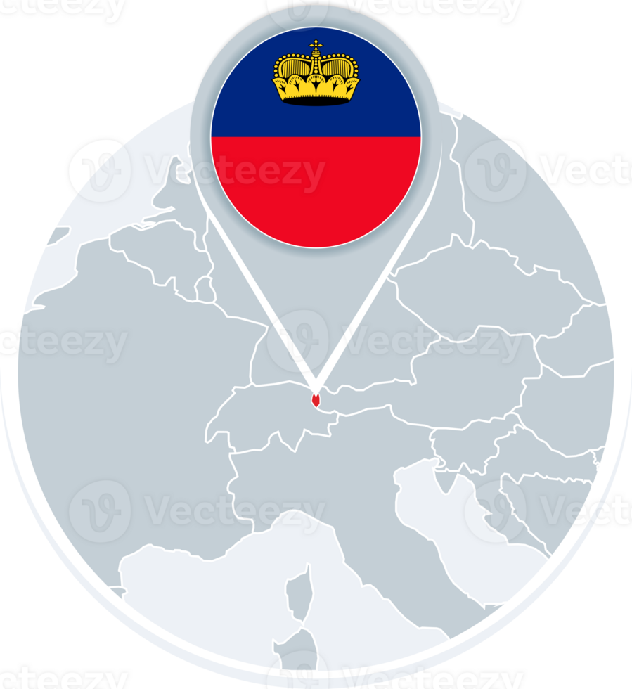 Liechtenstein map and flag, map icon with highlighted Liechtenstein png