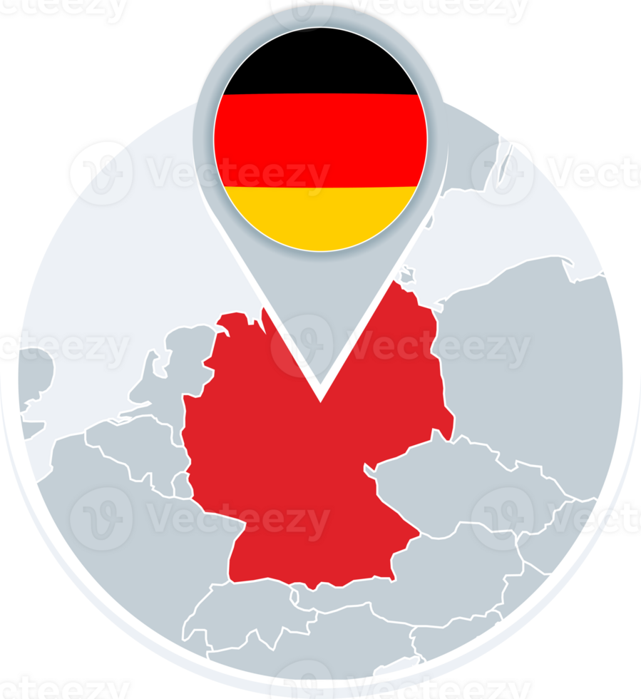 Germany map and flag, map icon with highlighted Germany png
