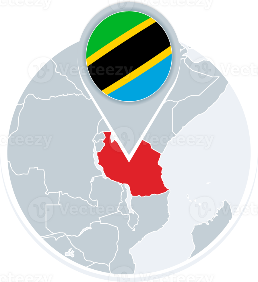 Tanzania map and flag, map icon with highlighted Tanzania png
