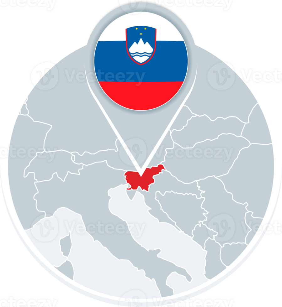 Slovenia map and flag, map icon with highlighted Slovenia png