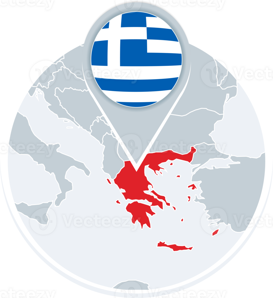 Greece map and flag, map icon with highlighted Greece png