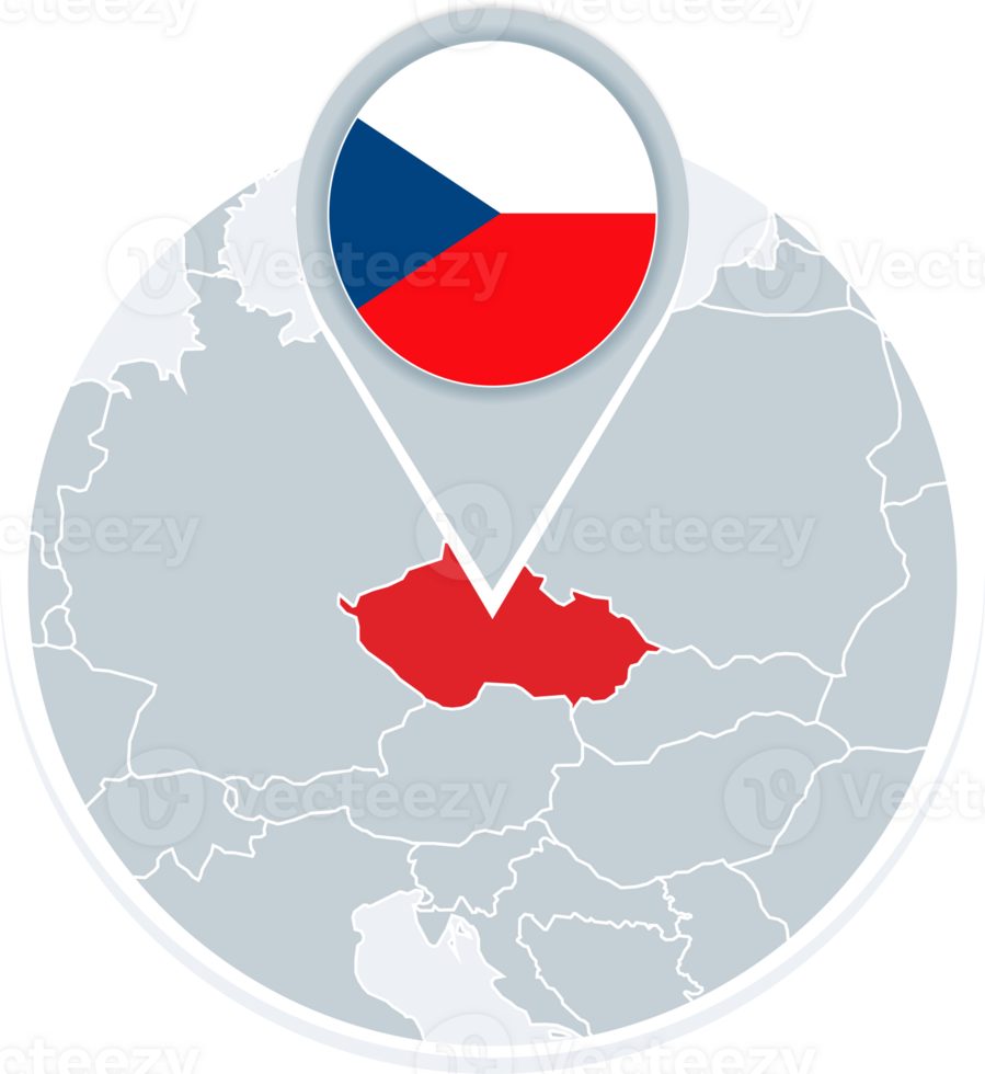 Czech Republicmap and flag, map icon with highlighted Czech Republic png