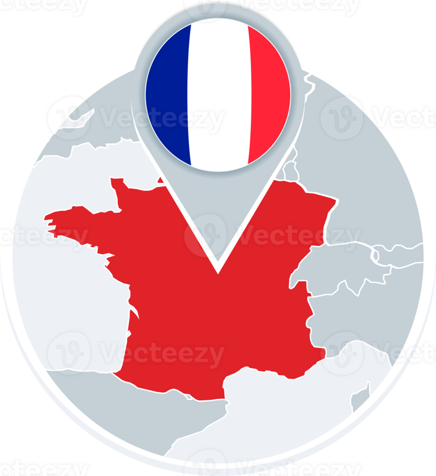 France map and flag, map icon with highlighted France png