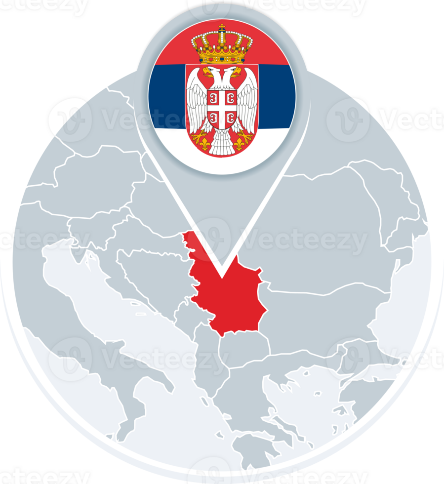 Serbia map and flag, map icon with highlighted Serbia png