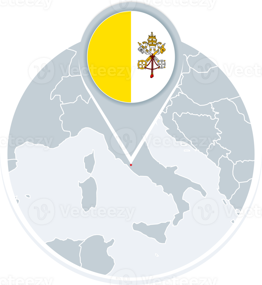 Vatican City map and flag, map icon with highlighted Vatican City png