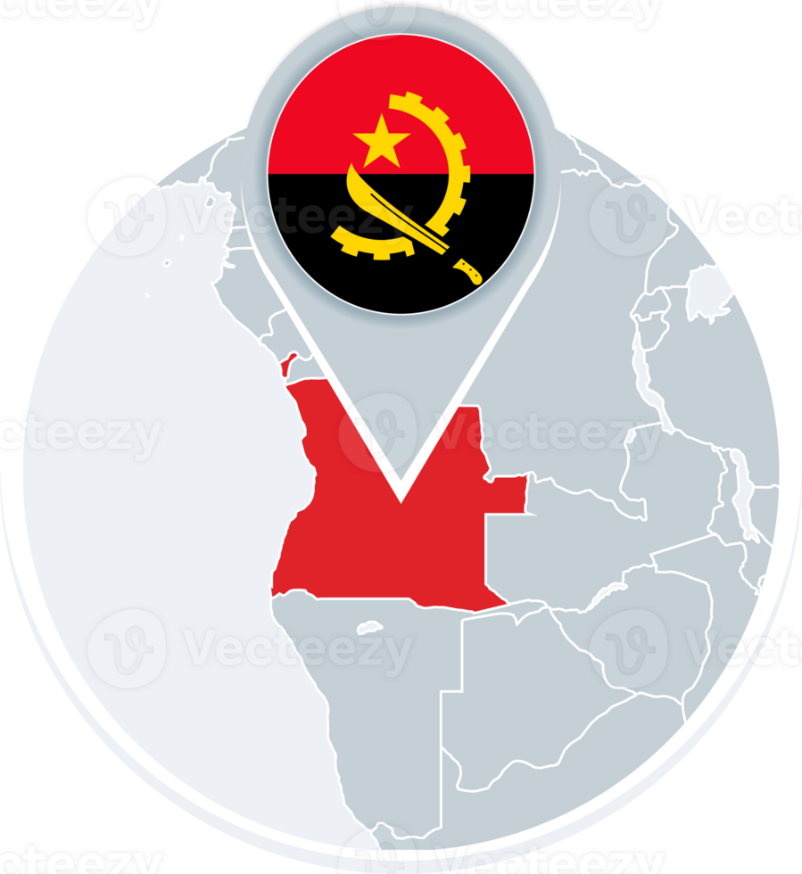 Angola map and flag, map icon with highlighted Angola png