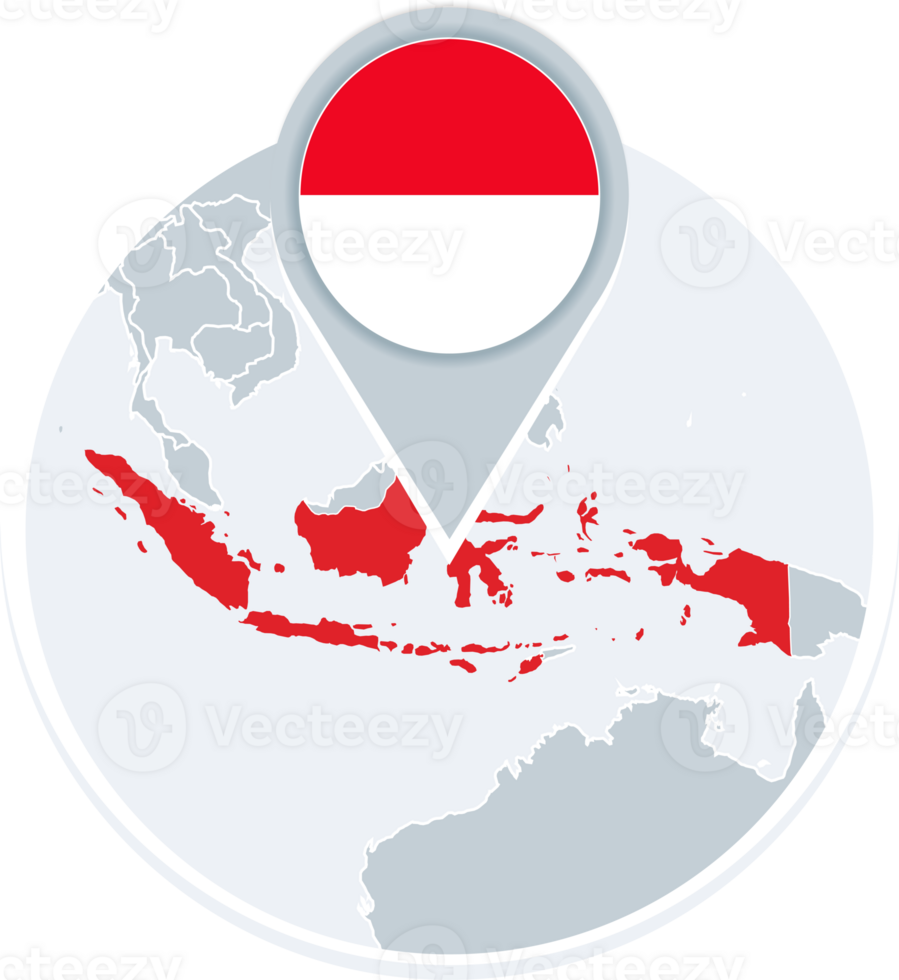 Indonesia map and flag, map icon with highlighted Indonesia png