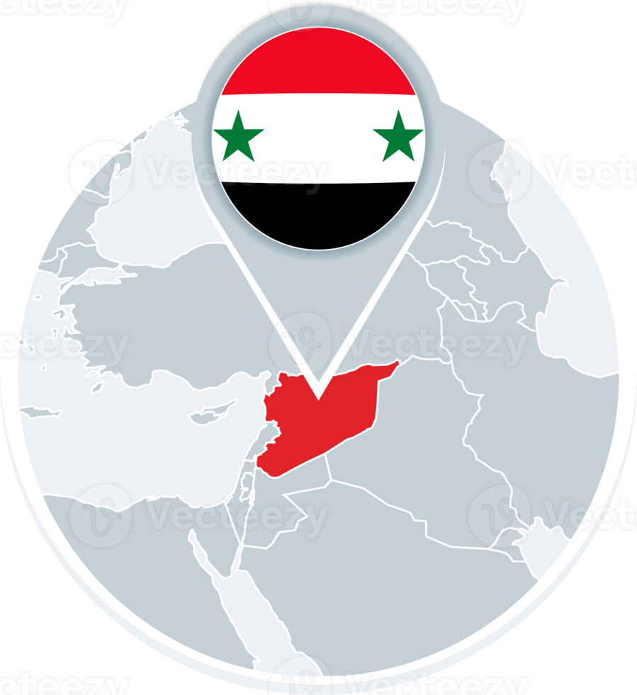 Syria map and flag, map icon with highlighted Syria png